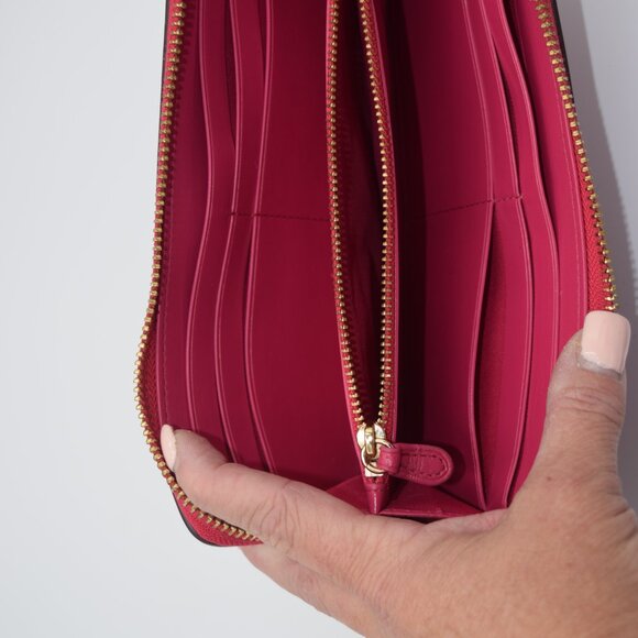 Coach Fuchsia Leather Zip Around Wallet - Picture 15 of 15